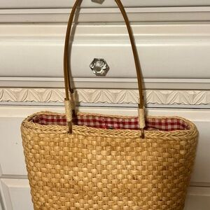 Vintage Far Nine Tan Hand-Woven Tote Bag